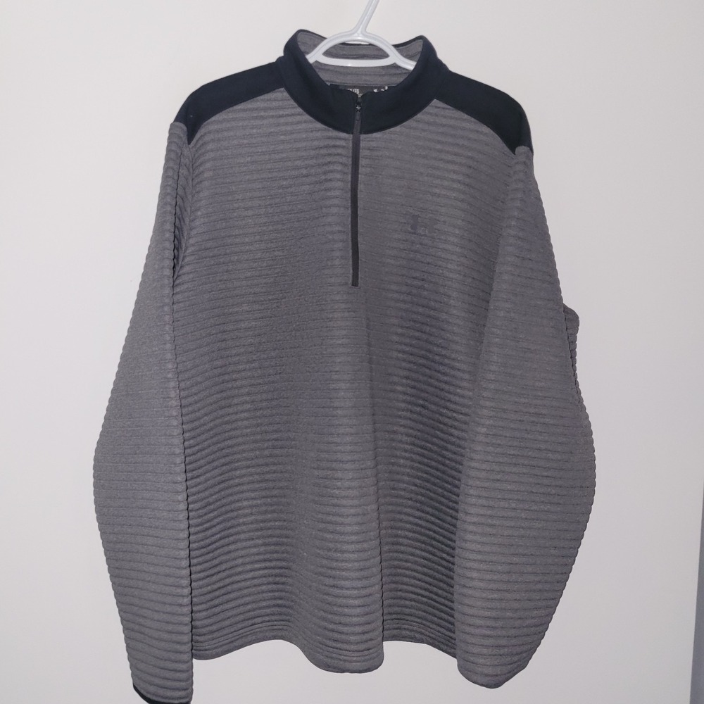 Under Armour Loose 1/4 Zip Ribbed Pullover Men's Size XL Gray Black